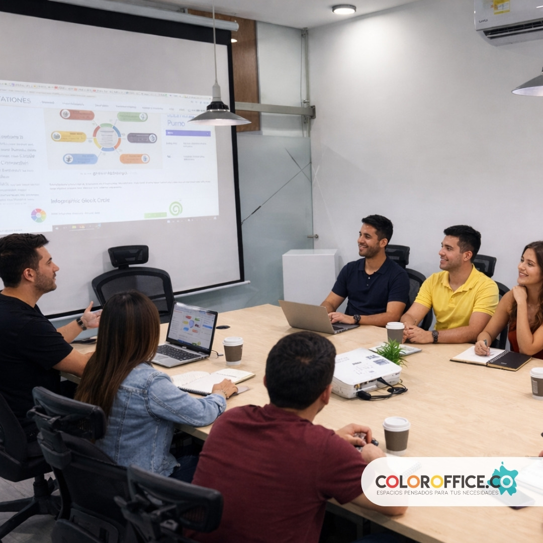 coworking cali- oficinas cali - oficinas amobladas por horas en cali - color office - espacios por horas para trabajar en cali